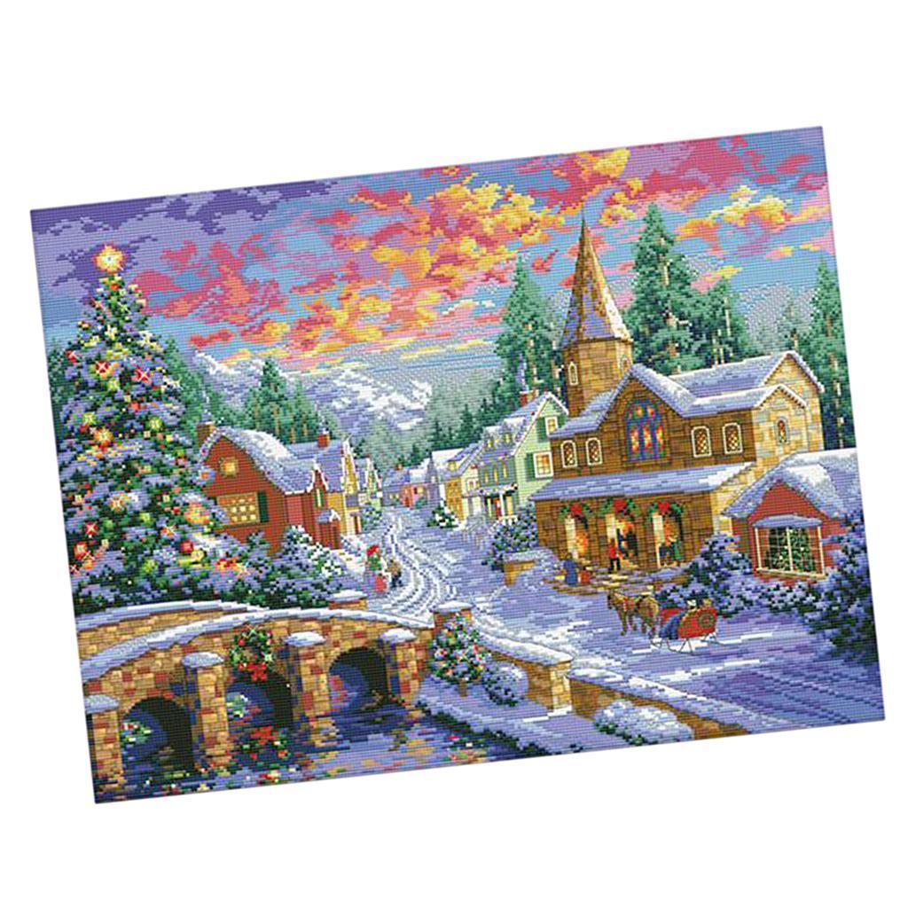Cross Stitch Stamped Kits Beginners - DIY針仕事クラフトスタンプクロスステッチキット 11CTプリプリント刺繍セット マルチカラー クリスマスや結婚式、初心者向け