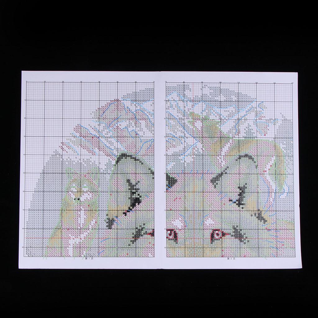 Cross Stitch Stamped Kits Beginners - スタンプ付きクロスステッチキット コットンウルフパターン プリント済み刺繍セット クラフトキット ホームデコレーション 初心者