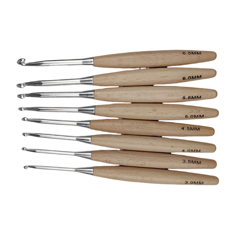 Wooden Crochet Hooks Ergonomic Handle - 97BA 人間工学に基づいたグリップかぎ針編み針木製ハンドルかぎ針編みフック初心者のための編み物