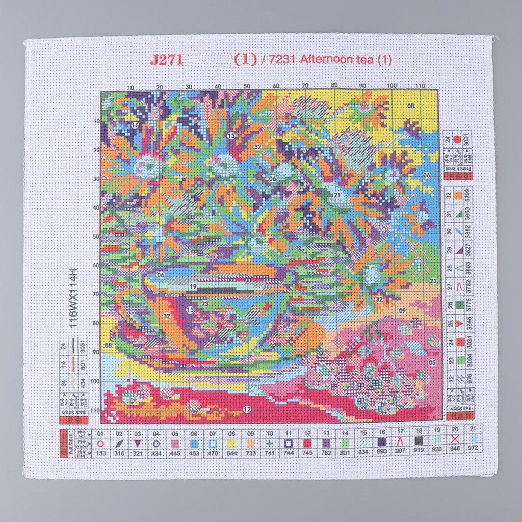 Cross Stitch Stamped Kits Beginners - 大人初心者向けクロスステッチキット スタンプ入り花柄刺繍セット DIY ホームデコレーション