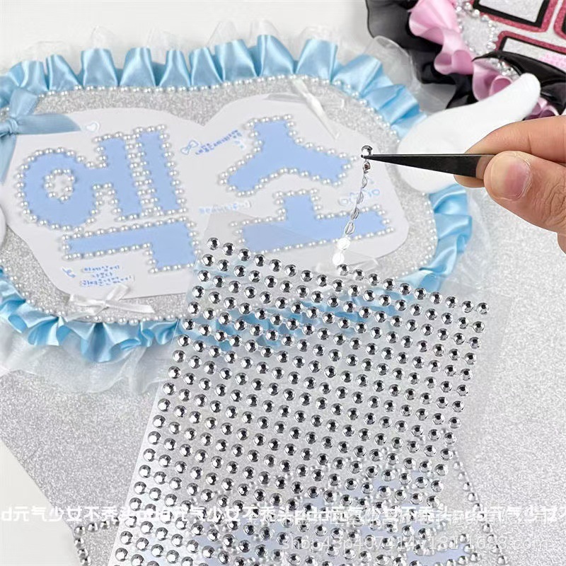 Scrapbooking - 防水ラインストーンパールチェーンステッカー 3D 自己粘着宝石 サポートファン ハンドヘルドファン装飾 スクラップブック装飾用