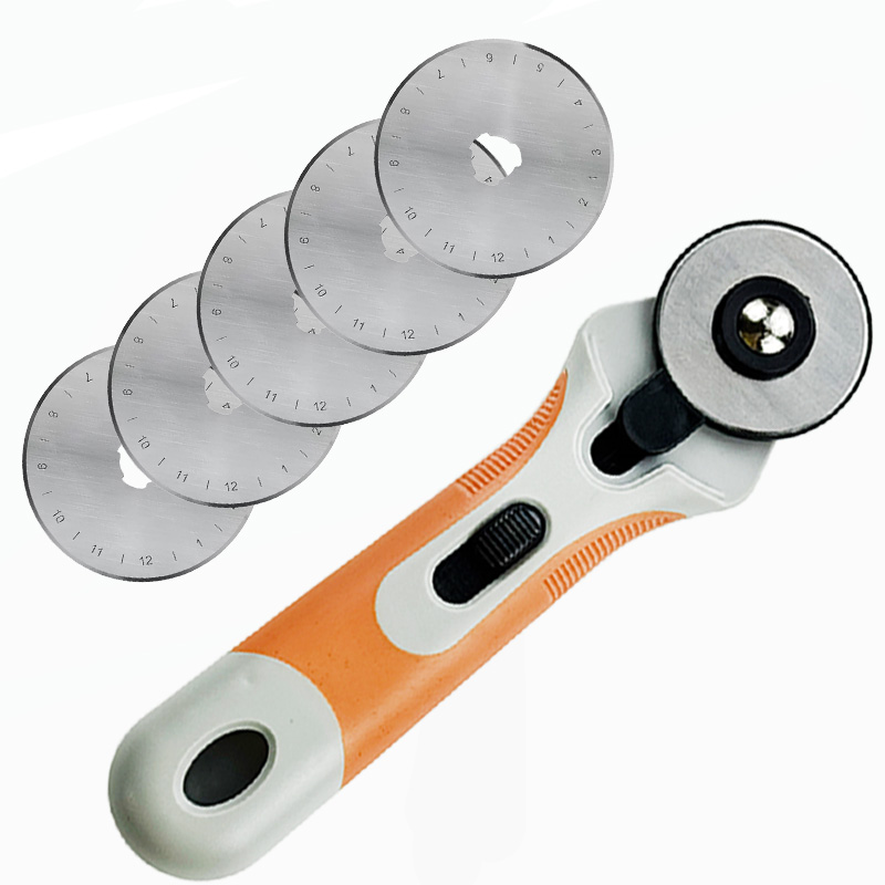 Rotary Cutter For Fabric 45Mm - 45mmロータリーカッター、布地切断ローラーナイフ、滑り止めプラスチックハンドル、安全刃ロック、円形ローラースライサー、キルティング、縫製、革、布地、パッチワーク、刺繍、スクラップブッキング、クラフト材料に最適