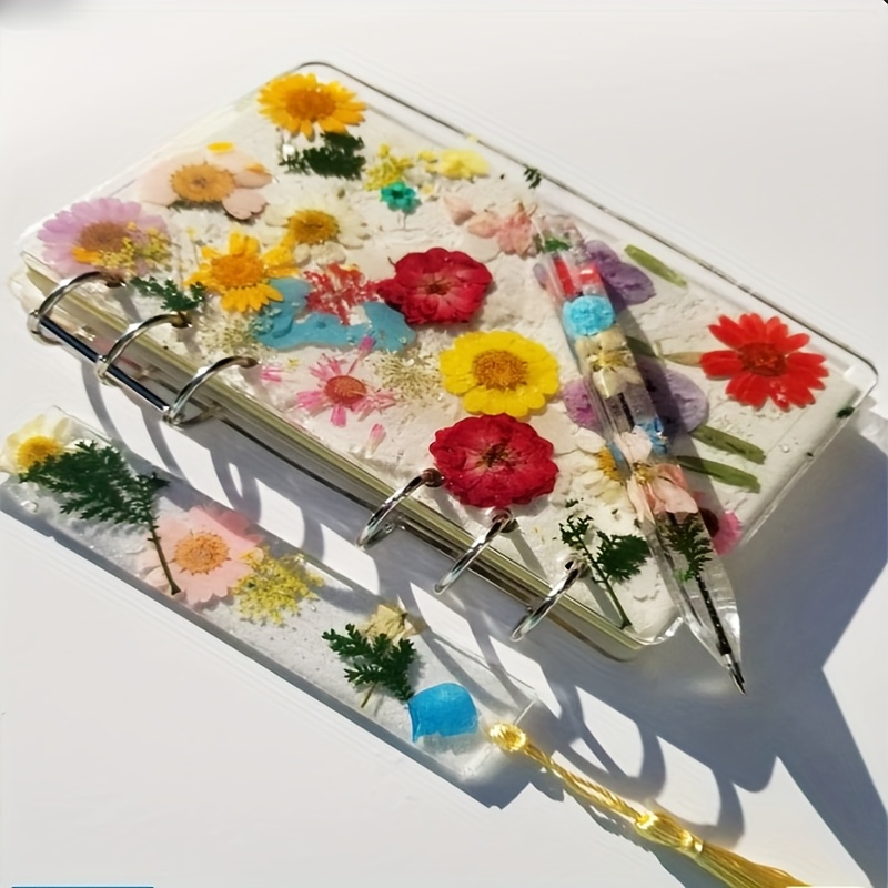 Silicone Epoxy Resin Molds Set - シリコン製ノートブックカバー型1セット（トリプルリングバインダー2個付き）、エポキシ樹脂型、レジンブックカバー用DIY鋳造ツール