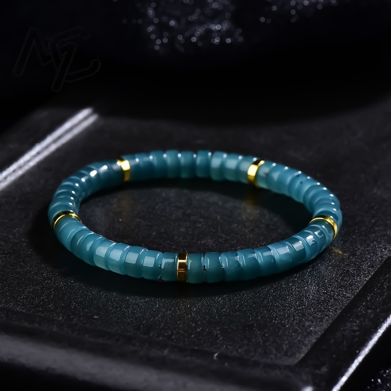 Beading - 天然翡翠ブルーウォーターそろばんビーズスペーサーブレスレット高級品質ジュエリーファッションジュエリー絶妙なチャームギフト券