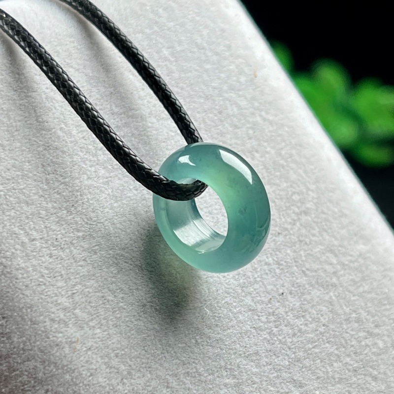 Beading - 天然エメラルドブルーウォーターラッキービーズリングペンダントミャンマー翡翠ネックレスジュエリーチャームデザイナー高級ヴィンテージ証明書