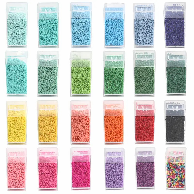 Glass Seed Beads 2Mm Jewelry Making - 1000/3000 個 2 ミリメートルチェコガラスシードビーズチューブ形状箱入りビーズアクセサリージュエリー作成 DIY ブレスレット材料サプライヤー