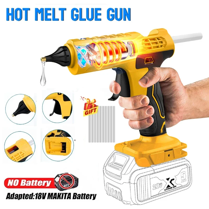 Hot Melt Glue Gun Cordless - コードレス電動ハンドヘルドホットグルーガン修理 DIY ツールホットメルト溶接ホットエアガン火傷防止ノズル Dewalt 用 10