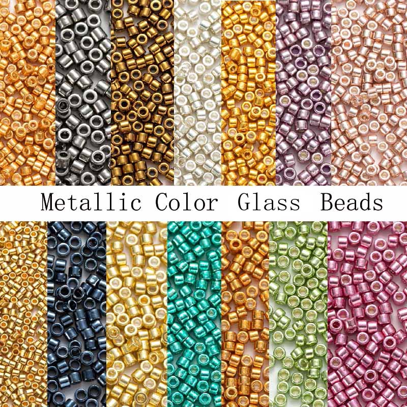 Glass Seed Beads 2Mm Jewelry Making - 三徳ガラスビーズ,1200個のメタリックカラーチャート,2mm,手作りジュエリー製造用