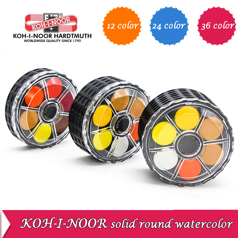 Watercolor Paint Set Solid Pigment - KOH-I-NOOR 固体水彩顔料ポータブルホイールスタックパック 12/24/36/48 色水彩アーティスト/絵画用品