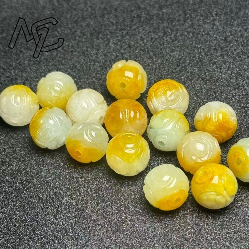 天然イエローエメラルドジェイド円形ビーズ5個セット DIYブ - Beading のレビューと価格