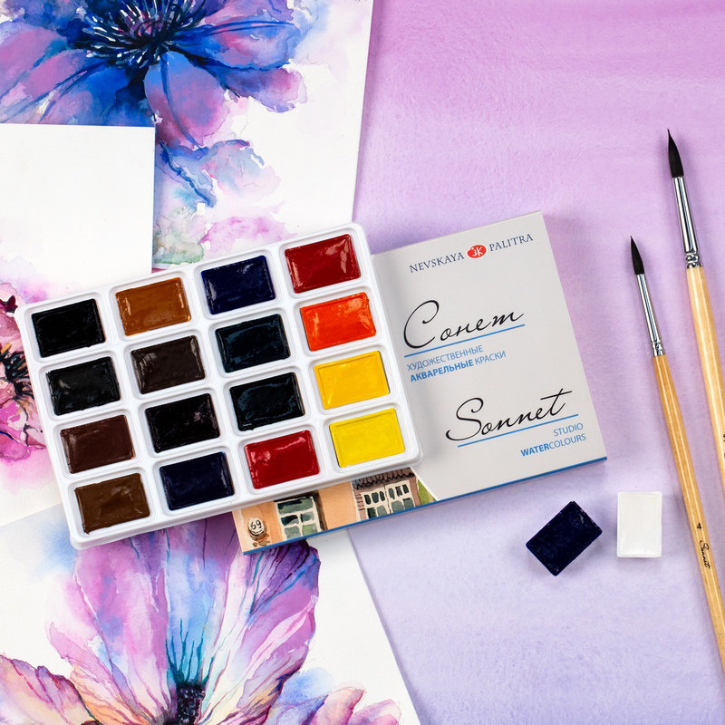 ロシアホワイトナイツ固形水彩絵具コンエムソネット学生/アーテ - Watercolor Paint Set Solid Pigment のレビューと価格