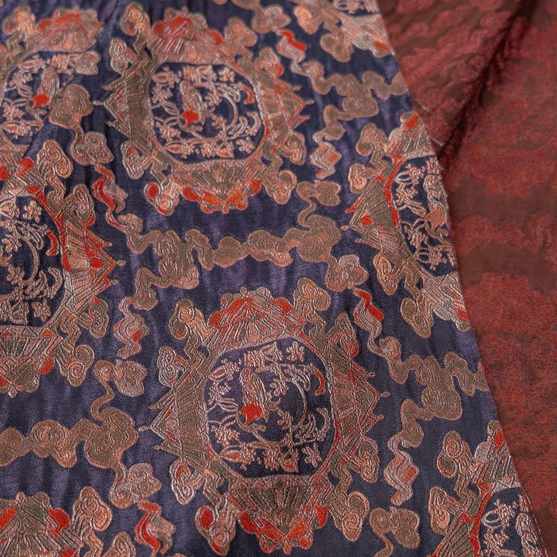 紫赤色のレーヨン花柄ジャカードルレックス生地新しい中国風のシ - Sewing のレビューと価格