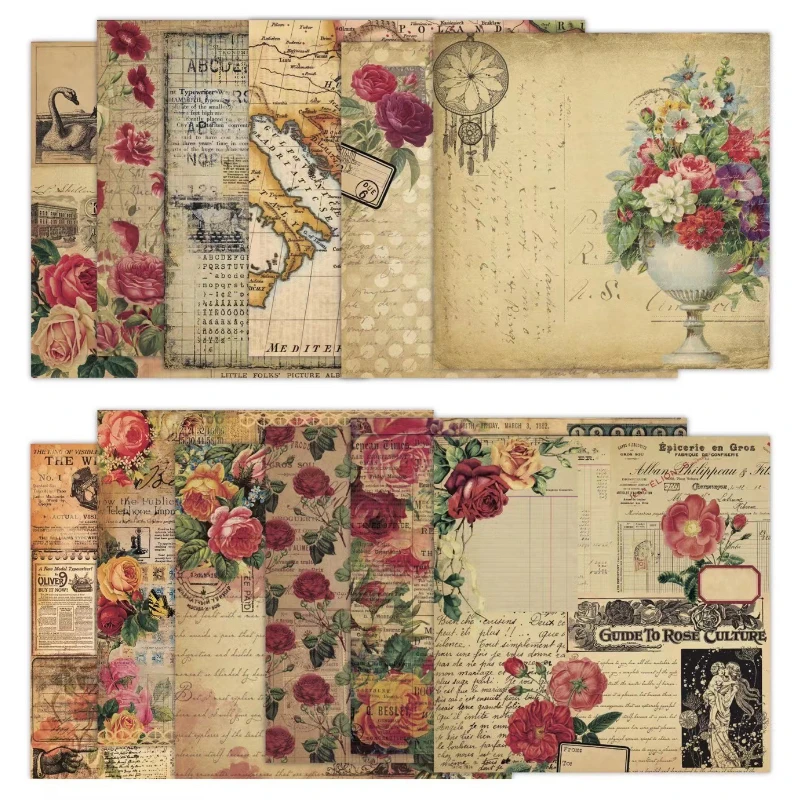 スクラップブックパッド各種パターンデコパージュカードストック - Vintage Junk Journal Scrapbooking Paper のレビューと価格