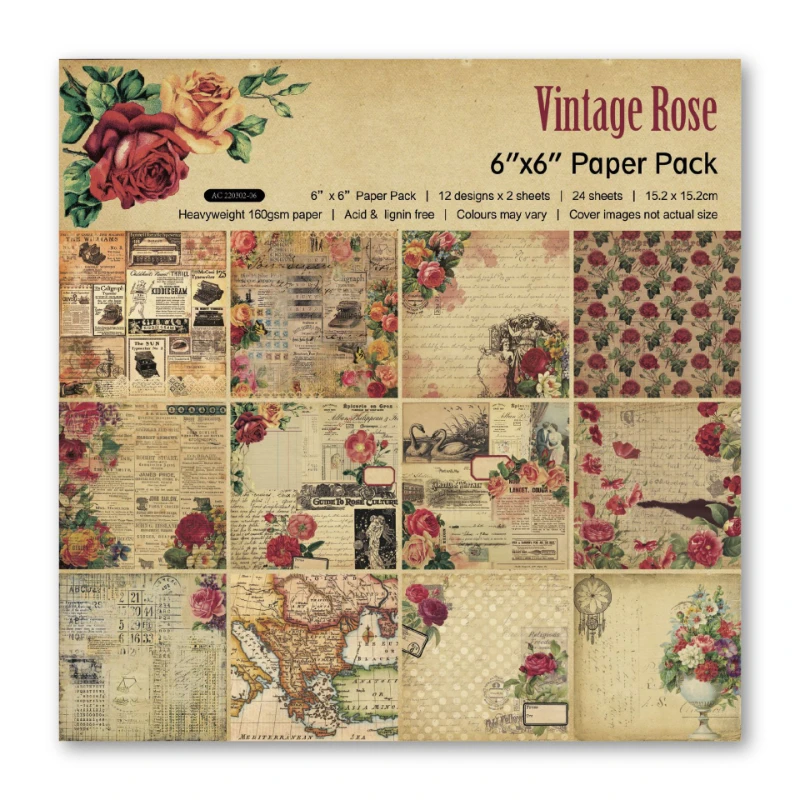 スクラップブックパッド各種パターンデコパージュカードストック - Vintage Junk Journal Scrapbooking Paper のレビューと価格