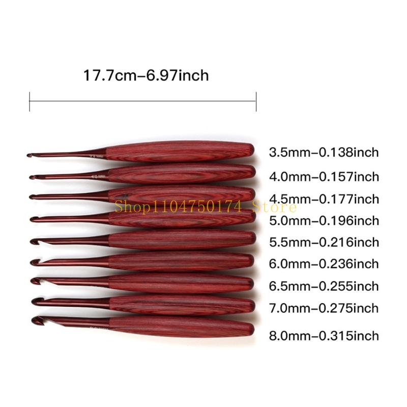 9 個木製ハンドルアルミかぎ針編みフック針セータースカーフバ - Wooden Crochet Hooks Ergonomic Handle のレビューと価格