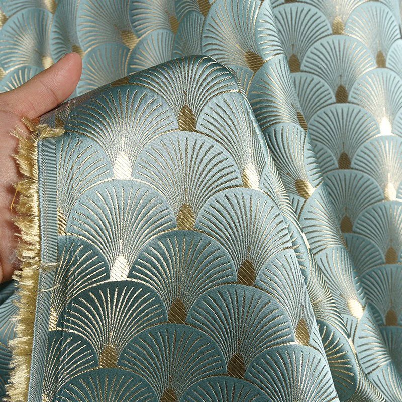 イチョウの葉扇形ジャカードブロケード生地光沢のあるゴールド光 - Sewing のレビューと価格