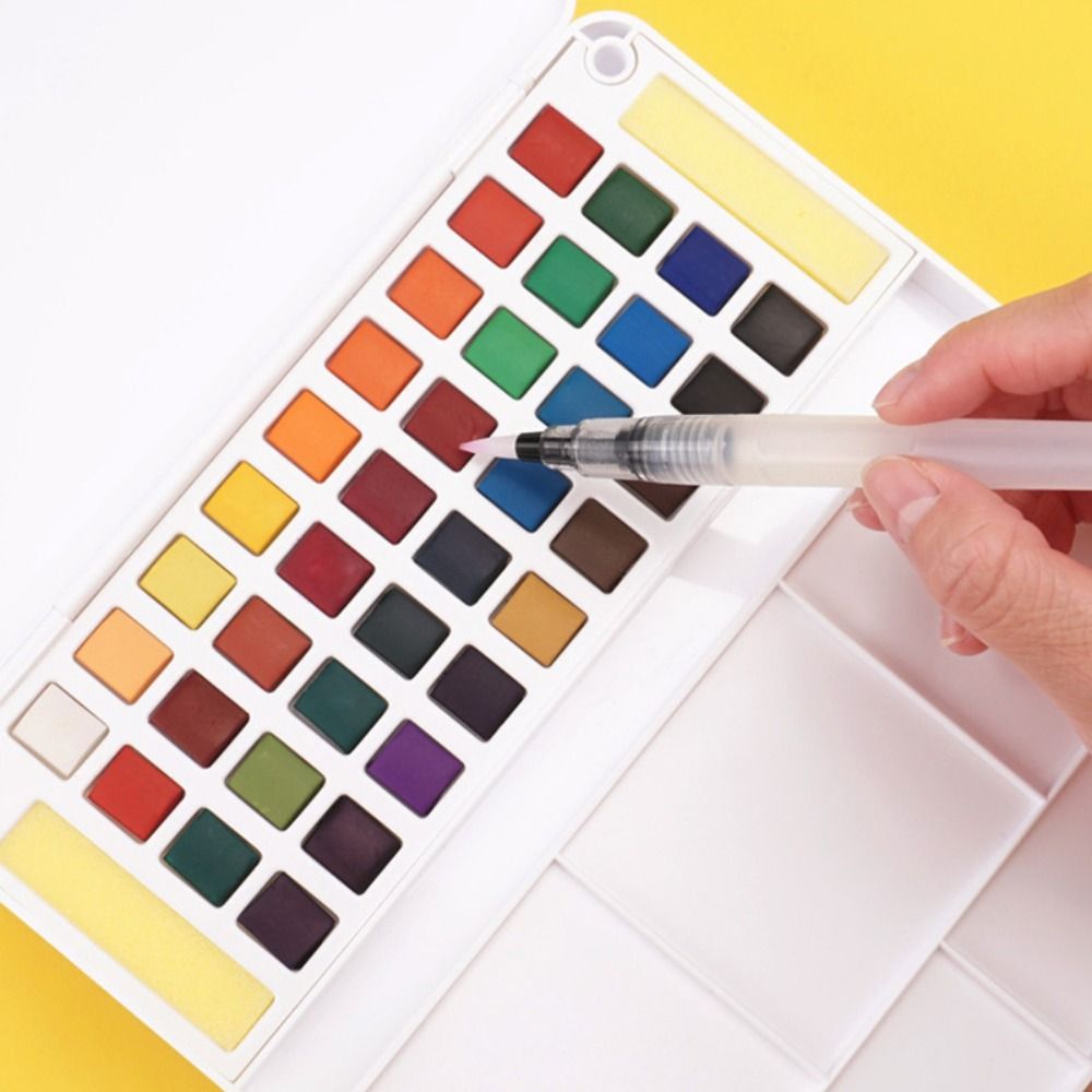 プロフェッショナル水筆ペン水彩絵の具セット 12/18/24 - Watercolor Paint Set Solid Pigment のレビューと価格