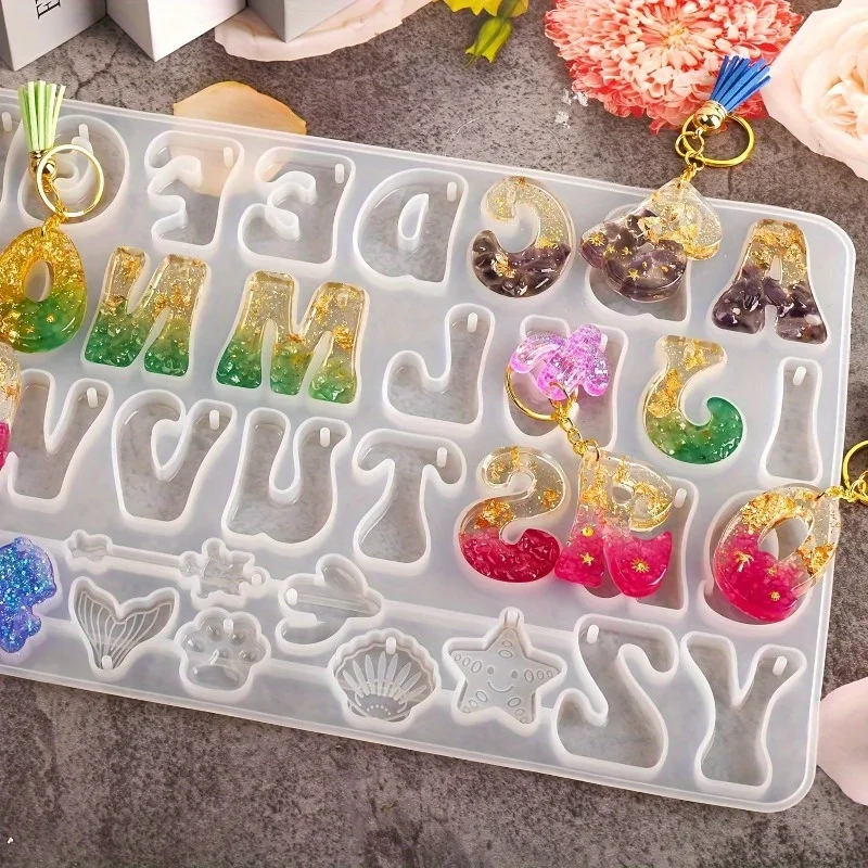 シリコーン樹脂鋳造金型セット アルファベット逆文字型 DIY - Silicone Epoxy Resin Molds Set のレビューと価格