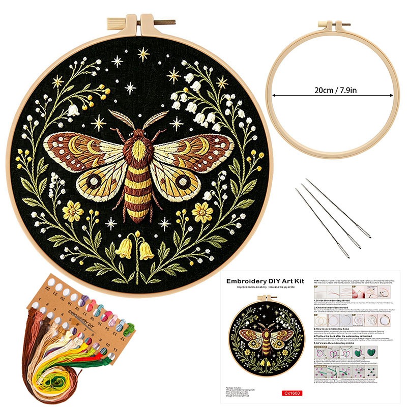 蝶と花の刺繍DIYキット、大人・初心者向け手打ちクロスステッ - Cross Stitch Stamped Kits Beginners のレビューと価格
