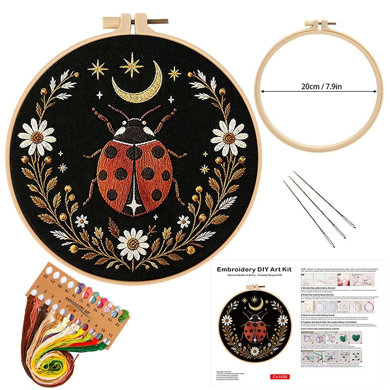 蝶と花の刺繍DIYキット、大人・初心者向け手打ちクロスステッ - Cross Stitch Stamped Kits Beginners のレビューと価格
