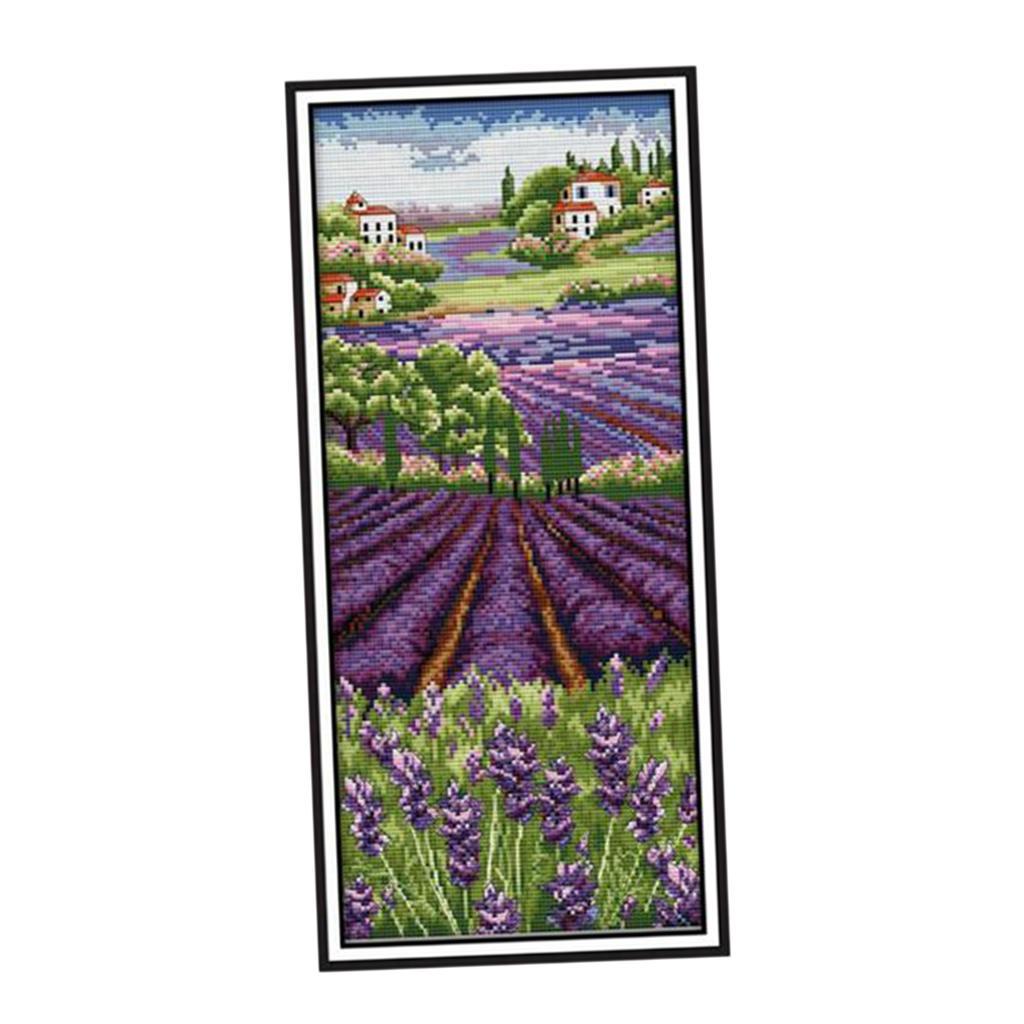 ラベンダーの花スタンプ入りクロスステッチキット、プリプリント - Cross Stitch Stamped Kits Beginners のレビューと価格