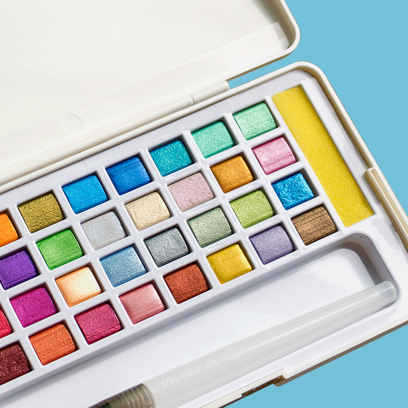 固形水彩絵の具セット グリッター水彩顔料 描画用 アートペイ - Watercolor Paint Set Solid Pigment のレビューと価格