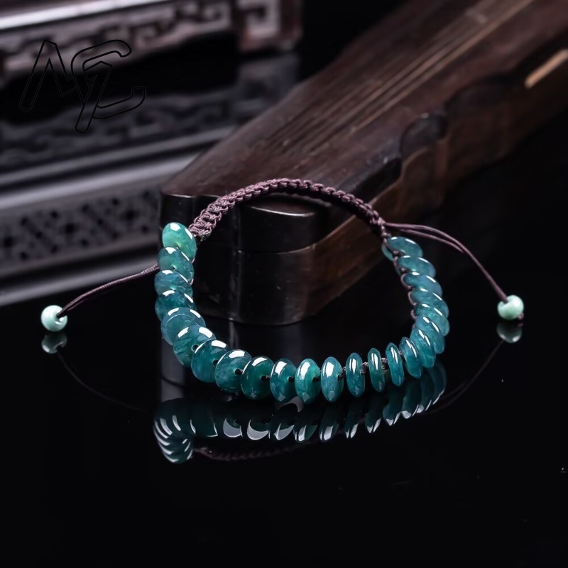 天然の本物のエメラルドブルーウォーター算盤ビーズブレスレット - Beading のレビューと価格