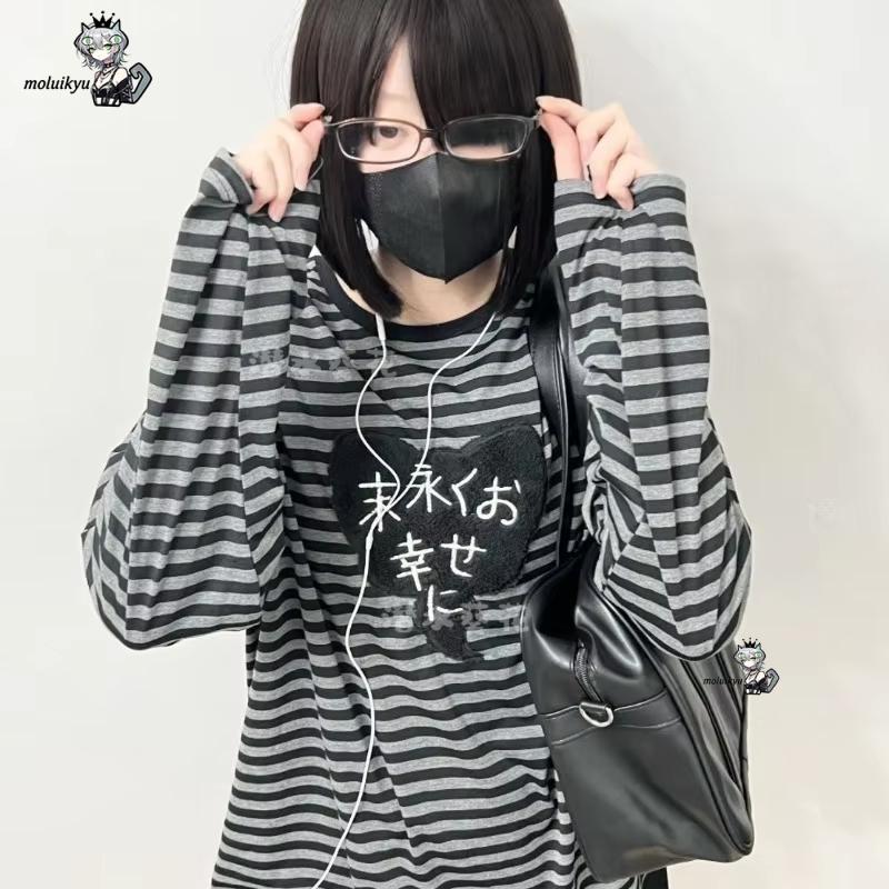 Y2K アメリカンパンクヴィンテージ O ネック長袖シャツオ - Embroidery のレビューと価格