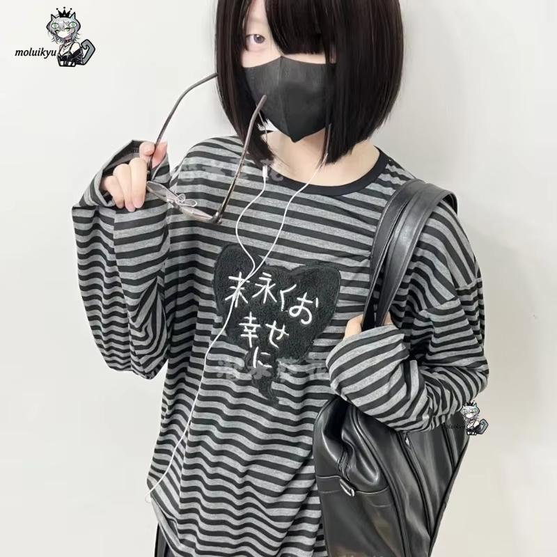 Y2K アメリカンパンクヴィンテージ O ネック長袖シャツオ - Embroidery のレビューと価格