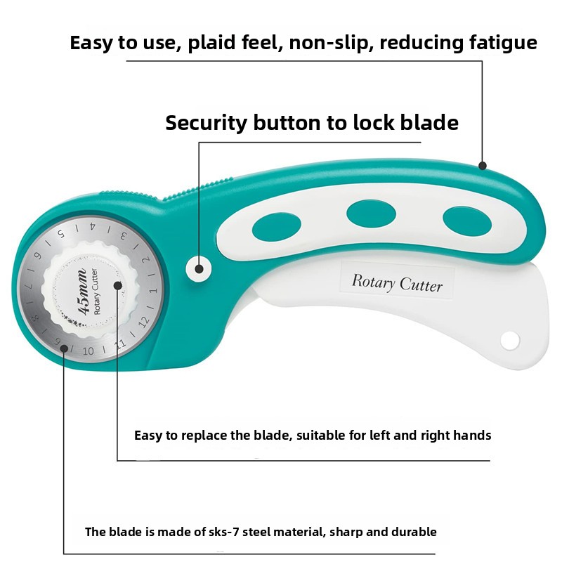 ロータリーカッター 45mm 布切断ツール ハンドル付きロー - Rotary Cutter For Fabric 45Mm のレビューと価格