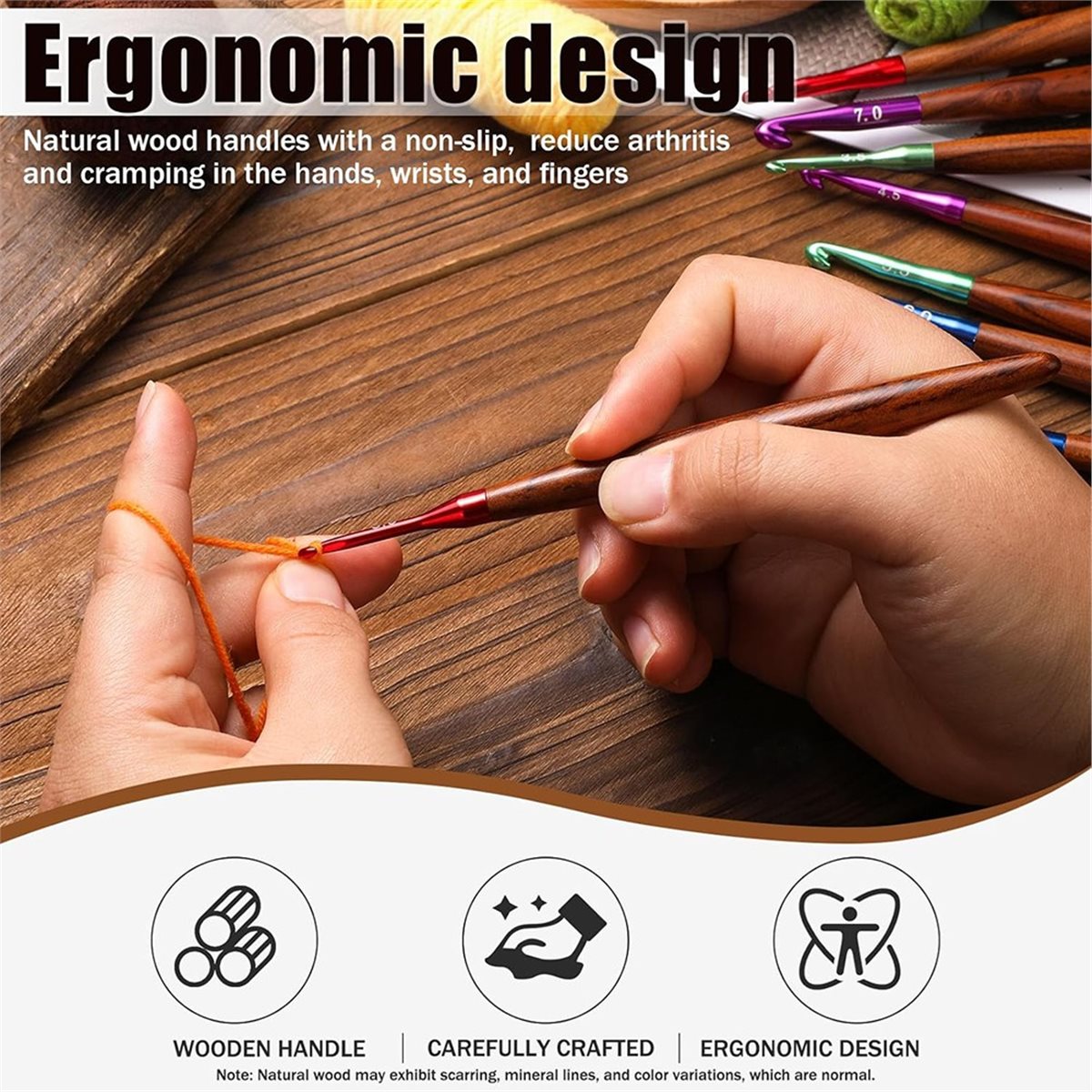 2026年新発売のかぎ針セット、関節炎の手に優しい人間工学に - Wooden Crochet Hooks Ergonomic Handle のレビューと価格