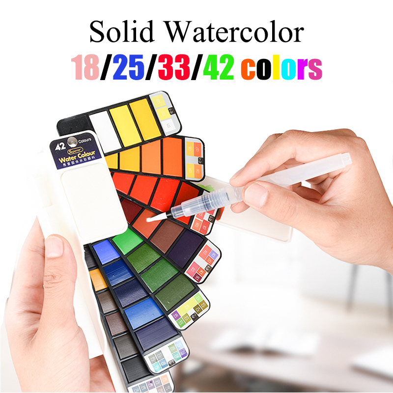 単色水彩画セット,水彩スイベルペイント,水彩ブラシ顔料,画材 - Watercolor Paint Set Solid Pigment のレビューと価格