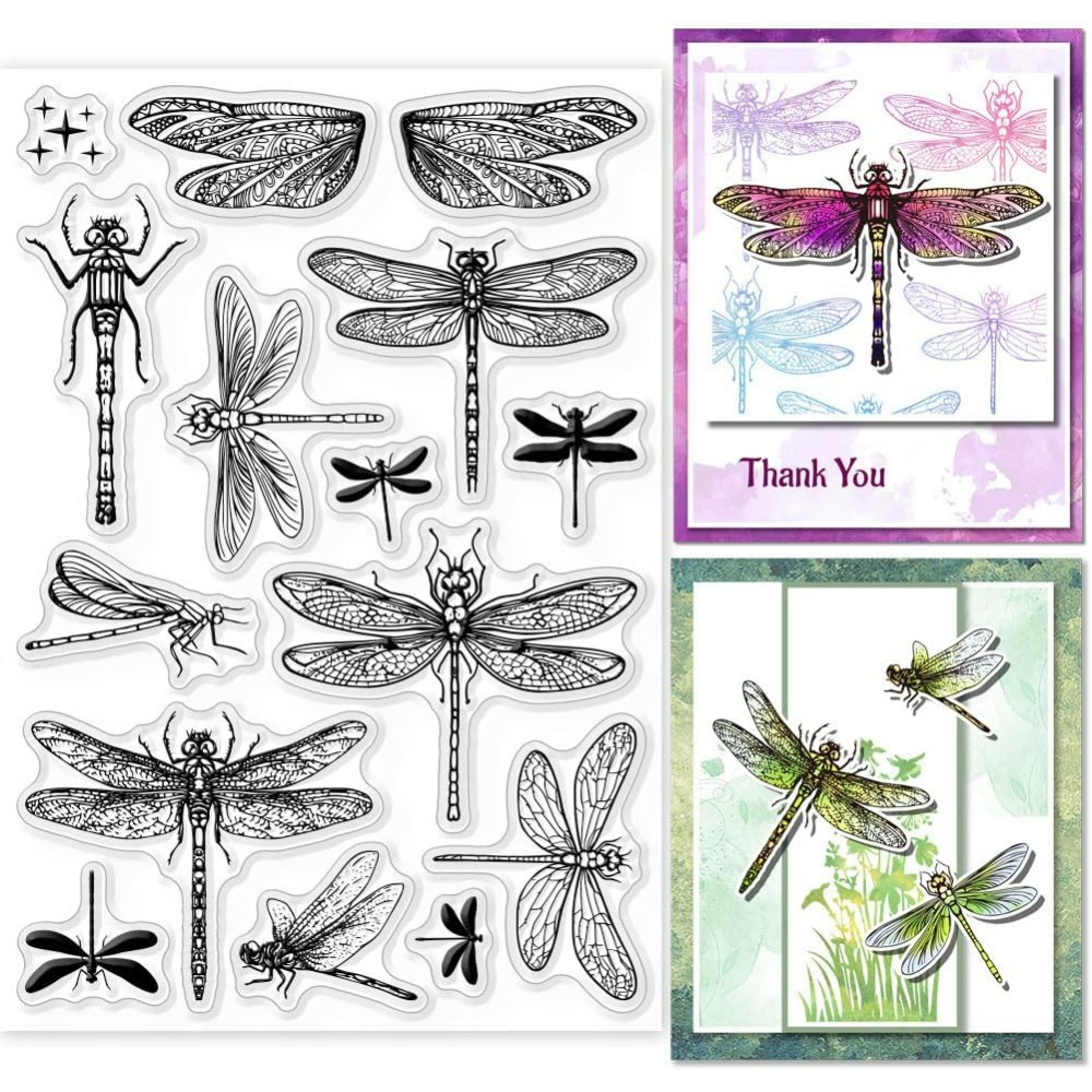 トンボクリアスタンプDIYスクラップブッキング、昆虫シリコン - Clear Silicone Stamps For Card Making のレビューと価格