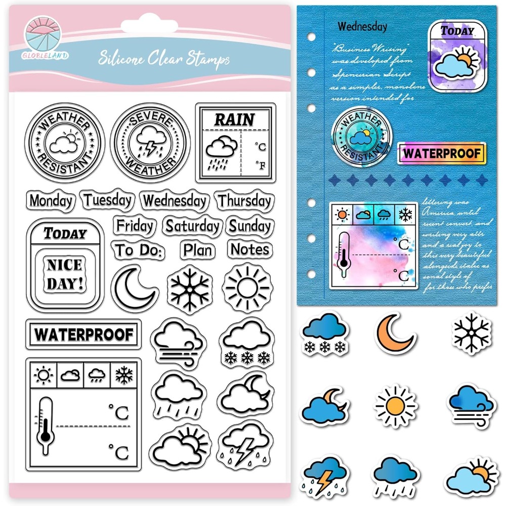 天気日記クリアスタンプ スクラップブッキング用 日付 温度  - Clear Silicone Stamps For Card Making のレビューと価格