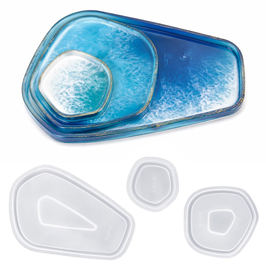 3個セット 不規則形状トレイ シリコン樹脂型 ジオメトリック - Silicone Epoxy Resin Molds Set のレビューと価格