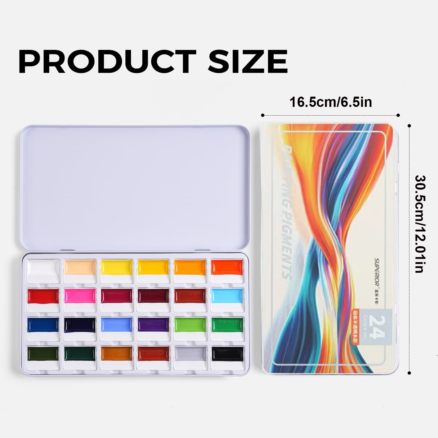24 色不透明固形水彩絵の具セットプロフェッショナル水彩顔料 - Watercolor Paint Set Solid Pigment のレビューと価格