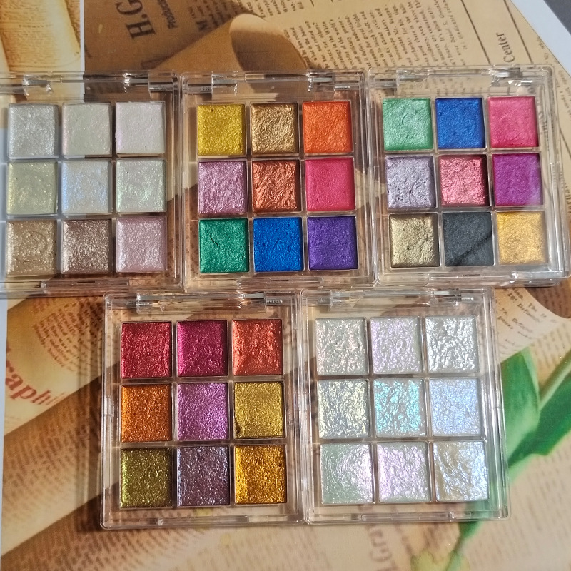 9色ネイルピュアカラー絵の具オーロラパールネイルアート水彩メ - Watercolor Paint Set Solid Pigment のレビューと価格