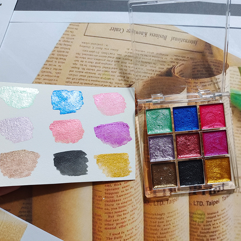 9色ネイルピュアカラー絵の具オーロラパールネイルアート水彩メ - Watercolor Paint Set Solid Pigment のレビューと価格