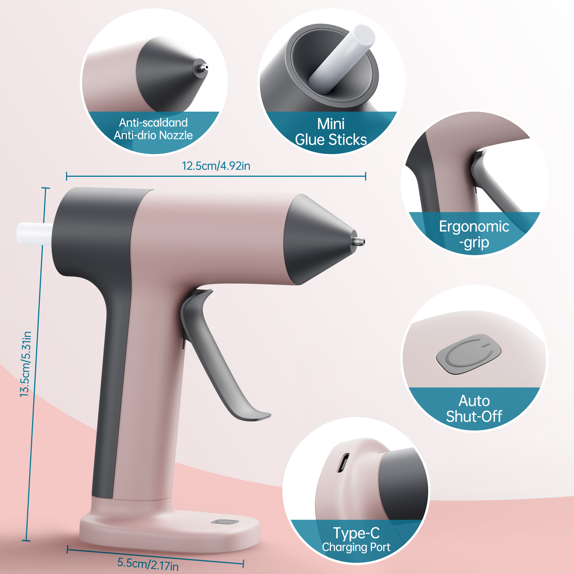 ワイヤレスホットグルーガン、急速予熱ミニホットグルーガン、内 - Hot Melt Glue Gun Cordless のレビューと価格