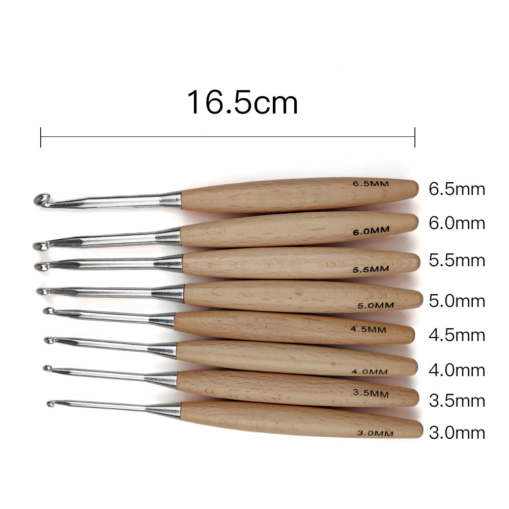 8 個の木製かぎ針編みフック 16.5 センチメートル 3. - Wooden Crochet Hooks Ergonomic Handle のレビューと価格
