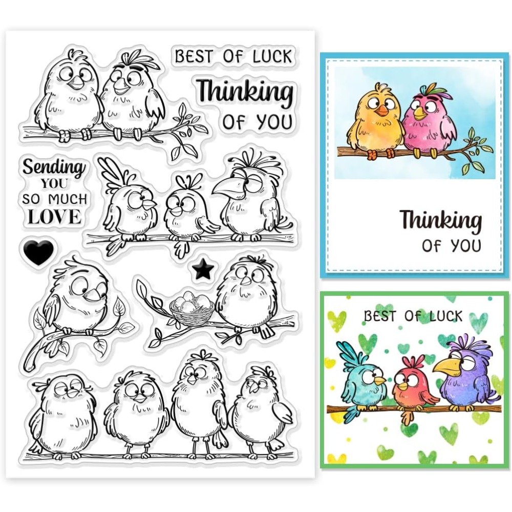 面白い鳥の枝クリアスタンプ漫画の動物シリコーンスタンプシール - Clear Silicone Stamps For Card Making のレビューと価格
