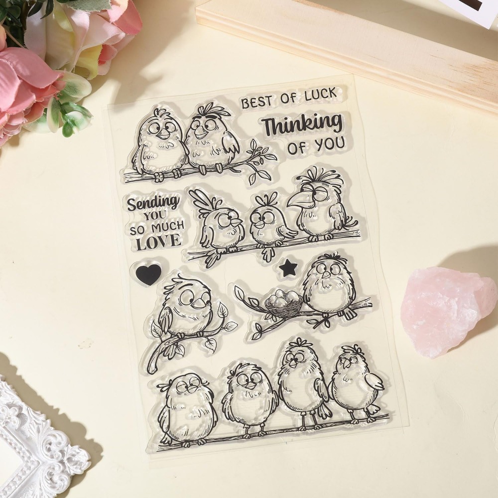 面白い鳥の枝クリアスタンプ漫画の動物シリコーンスタンプシール - Clear Silicone Stamps For Card Making のレビューと価格