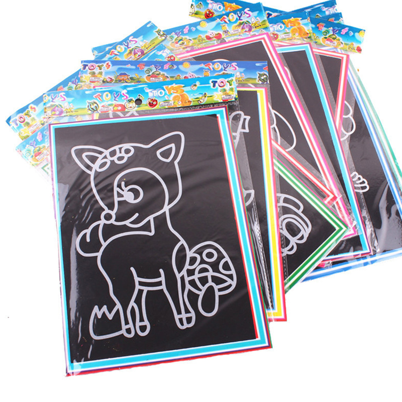 10 枚のスクラッチペイント紙セットかわいい漫画ミックススタ - Painting Supplies のレビューと価格