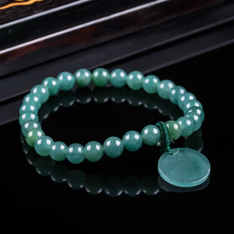 天然翡翠ブルーウォーターナッシングプレートビーズ手編みブレス - Beading のレビューと価格