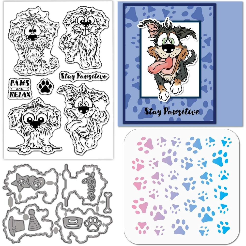 コミック犬クリアシリコンスタンプメタル漫画動物カッティングダ - Clear Silicone Stamps For Card Making のレビューと価格
