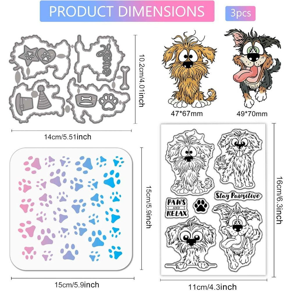 コミック犬クリアシリコンスタンプメタル漫画動物カッティングダ - Clear Silicone Stamps For Card Making のレビューと価格