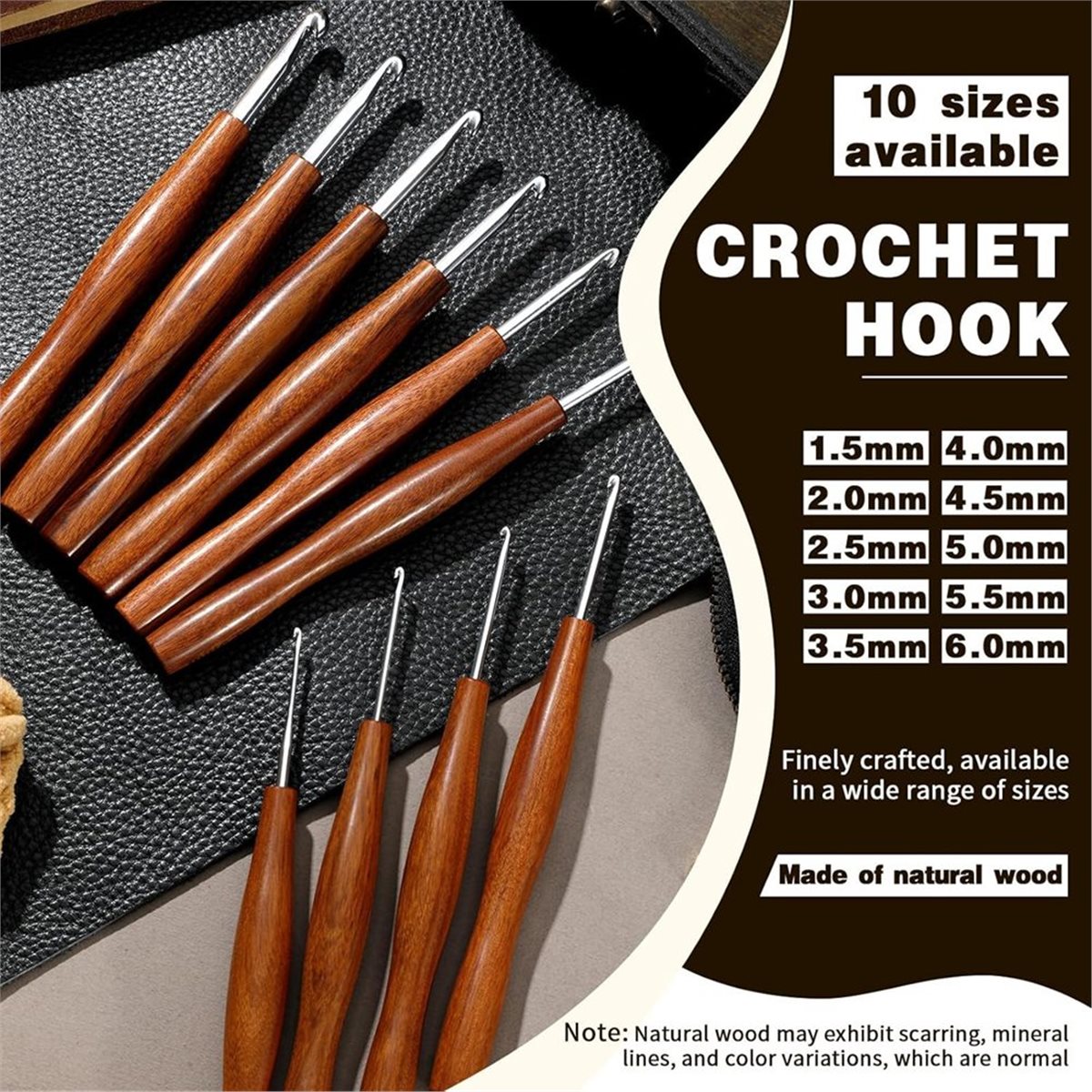 NOCM 5本かぎ針セット、5サイズのアルミニウム製人間工学 - Wooden Crochet Hooks Ergonomic Handle のレビューと価格