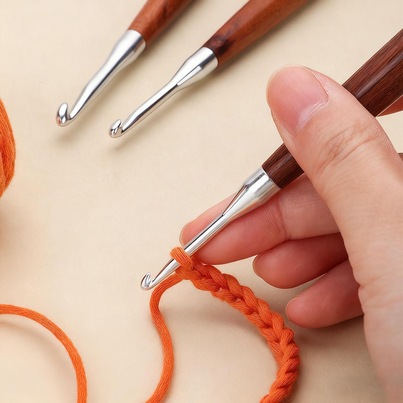 8本セット かぎ針 混合サイズ 3mm～7mm 木製ハンドル - Wooden Crochet Hooks Ergonomic Handle のレビューと価格