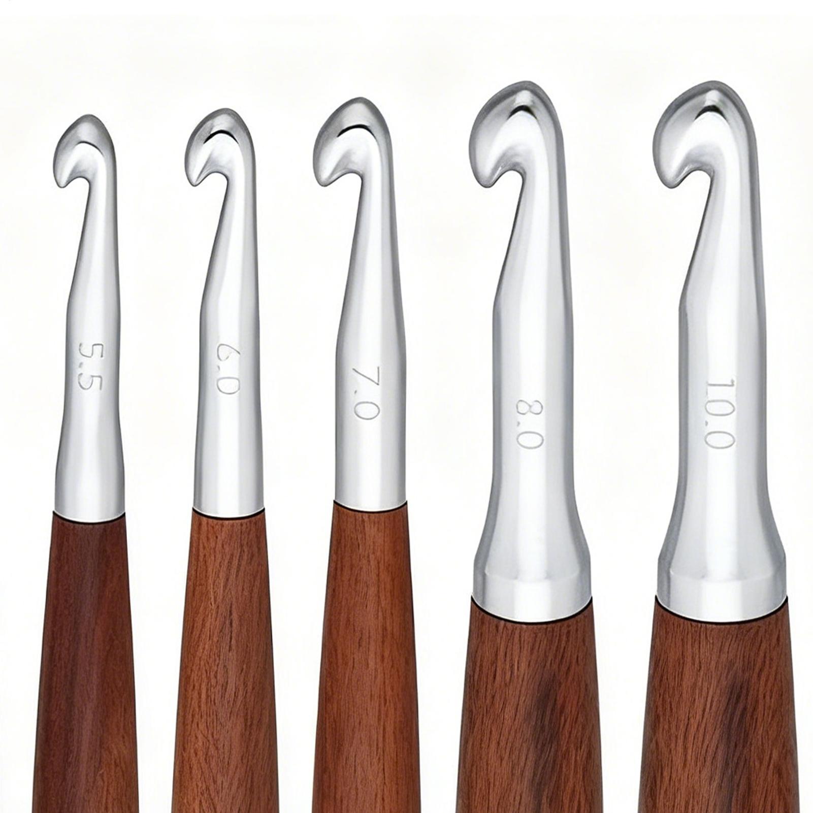 8本セット かぎ針 混合サイズ 3mm～7mm 木製ハンドル - Wooden Crochet Hooks Ergonomic Handle のレビューと価格