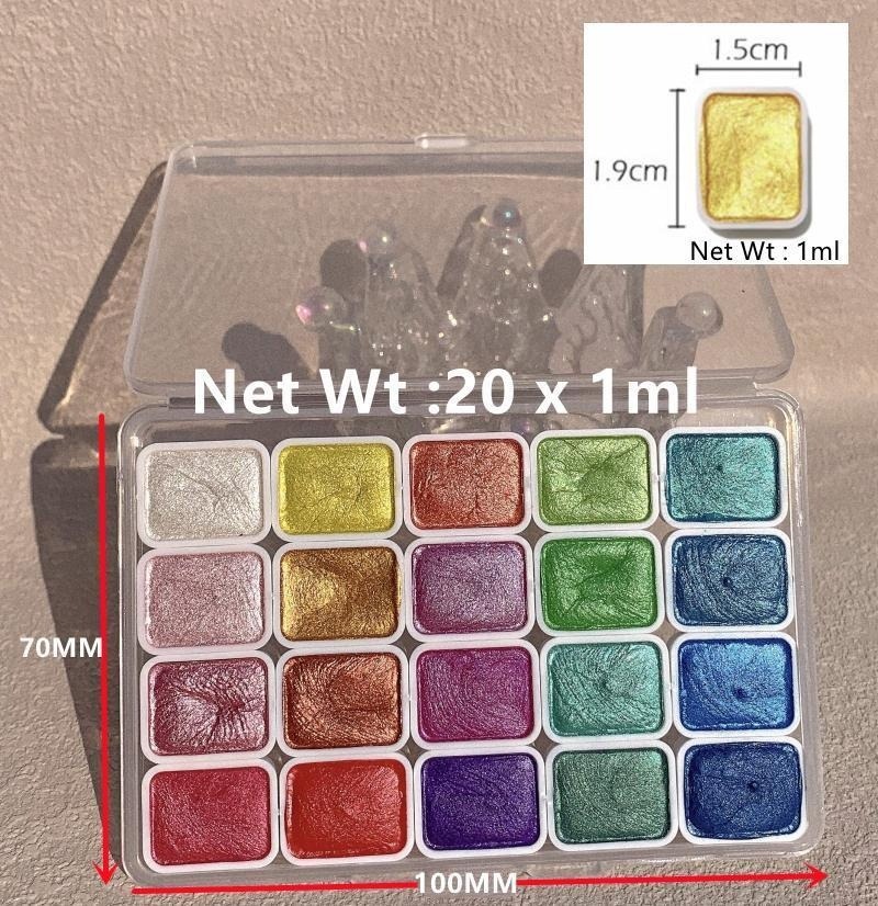 真珠光沢のある塗料ポータブル 20 色固体水彩アート水彩セッ - Watercolor Paint Set Solid Pigment のレビューと価格